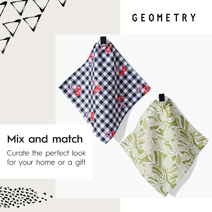 GEOMETRY Kitchen Dish Cloths - Spring & Summer Collection - Premium Dishcloths with Geoweave - Absorbent & Fast Drying Kitchen Towels - Blue Garden Wings, 10" x 10" - 3-Pack