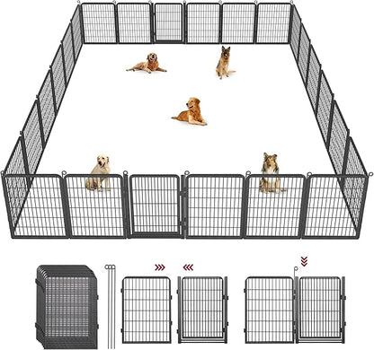 Dog Playpen Outdoor, 40" Height 28 Panels Pet Fence with Low Threshold Full Gate, Large Dog Fence Outdoor for Yard, Heavy Duty Pet Playpen Metal Play Pen Fence for RV Camping