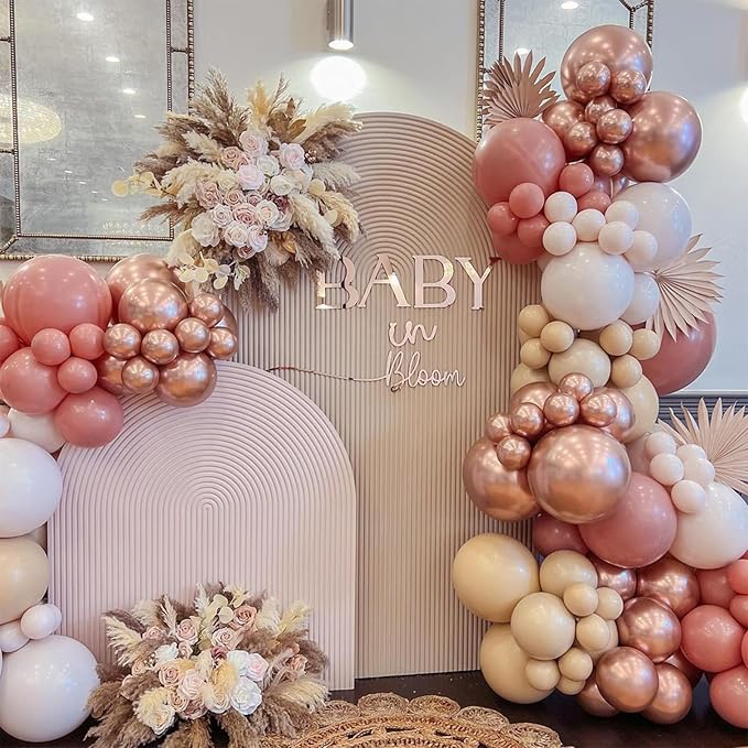 Dusty Pink Balloons 12 Inch, 100 Pack Vintage Pink Balloon Boho Dusty Rose Latex Balloons Matte Mauve Retro Blush Pink Helium Balloons for Birthday Wedding Baby Bridal Shower Party Decorations