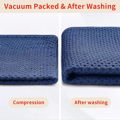 Homaxy 100% Cotton Oversized Waffle Weave Kitchen Dish Towels, Ultra Soft Absorbent Quick Drying Cleaning Towel, 20 x 28 Inches, 4-Pack, Navy Blue