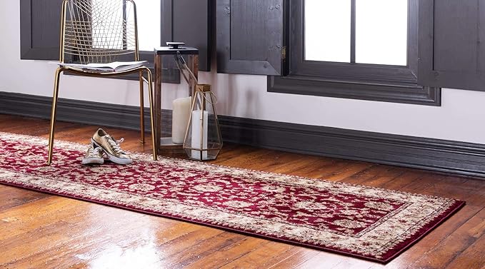Rugs.com Aditi Collection Rug – 2' 7 x 13' Runner Red Low Rug Perfect for Living Rooms, Large Dining Rooms, Open Floorplans