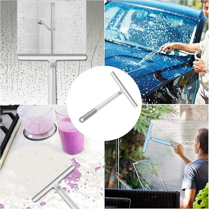 WONDAY Shower Squeegee for Glass Doors Tile and Walls 2 Pack Squiggy Bathroom Windows with 360° Rotation Rubber Blade (Bluegrey)