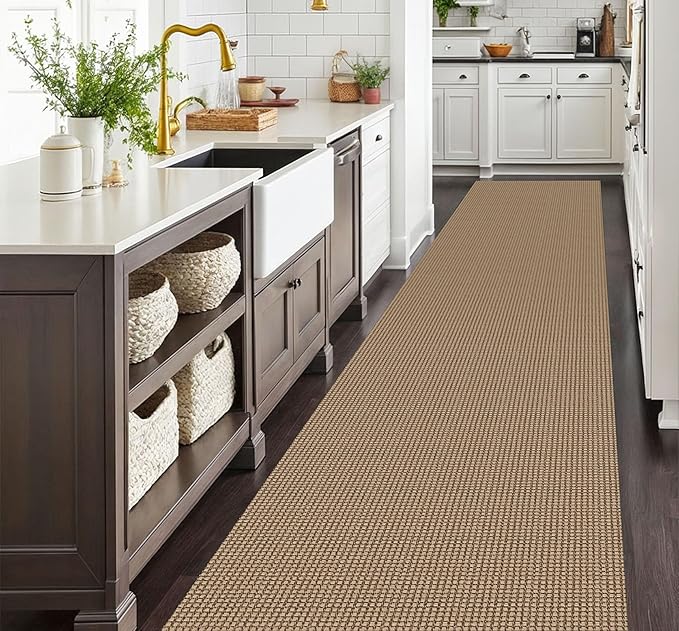 EARTHALL Runner Rug 3x16 Ft Washable Runners for Hallways Extra Long Woven Non Slip Entryway Runner Braided Kitchen Runner Indoor Outdoor Carpet Runners for Hotels, Hall, Stair, Orange/Tan/Brown