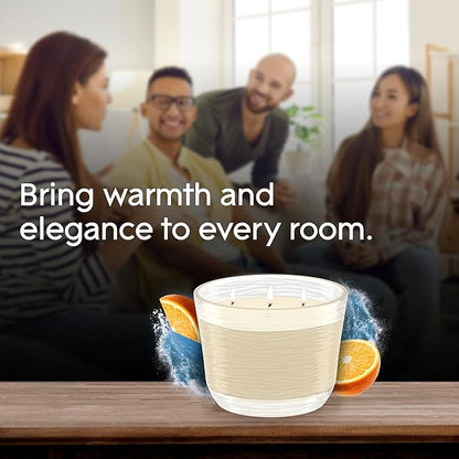 Glade 3-Wick Scented Candle Jar, Coastal Sunshine Citrus, Air Freshener Infused with Essential Oils, 6.8 Oz, 3 Count