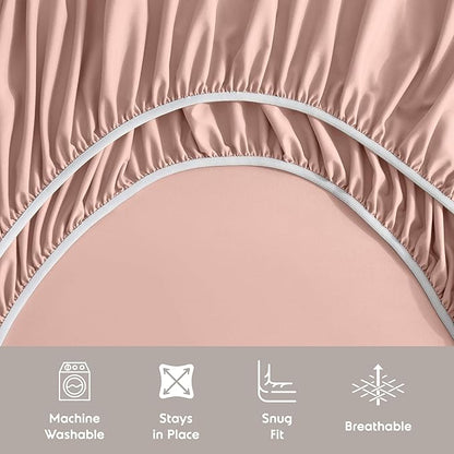 Nestl King Sheet Set - Luxury 1800 Ultra-Soft Microfiber King Bed Sheets - Double Brushed - Deep Pockets - Easy Fit - 4 Piece Set - Bedding Sheets & Pillowcases (King, Peach Beige)