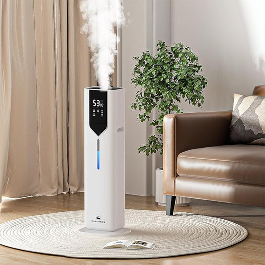 10L/2.6Gal Smart Humidifiers for Bedroom Large Room up to 600ft², 100H Runtime Cool Mist Top Fill, Ultra Quiet 30dB, Auto Control, Essential Oil Tray, Perfect for Bedroom, Office, Baby, White