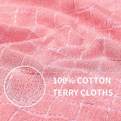 Homaxy 100% Cotton Terry Kitchen Towels(Pink, 13 x 28 inches), Checkered Designed, Soft and Super Absorbent Dish Towels, 6 Pack