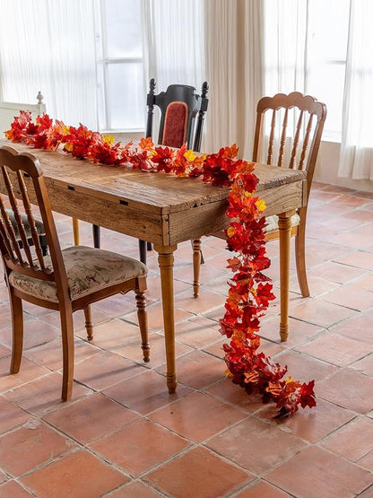 6PCS Fall Maple Leaves Garland, Party Joy 5.6Ft Artificial Maple Leaf Autumn Garland Hanging Fall Vines Table Decorations Front Door Fall Decor Thanksgiving Decorations Decor Outside Indoor Decor