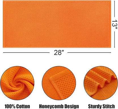 Kitinjoy 100% Cotton Waffle Weave Kitchen Towels, 6-Pack Super Soft and Absorbent Dish Towels for Drying Dishes, Kitchen Hand Towels, 13 in x 28 in, Orange