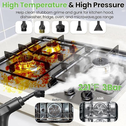 Handheld Steam Cleaner for Home, 2500W High Pressure Steam Cleaner for Car Detailing, 3 Steam Levels, 1600Ml Tank, High Heat Steamer for Bed Bugs, Couch, Furniture, Kitchen, Bathroom