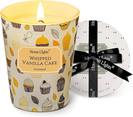 HomeLights Scented Candles for Women & Men, 6.7oz Candle Jars Aromatherapy Single Wick Candle, Ideal for Rustic Modern Home Decor and Gifts, Whipped Vanilla Cake