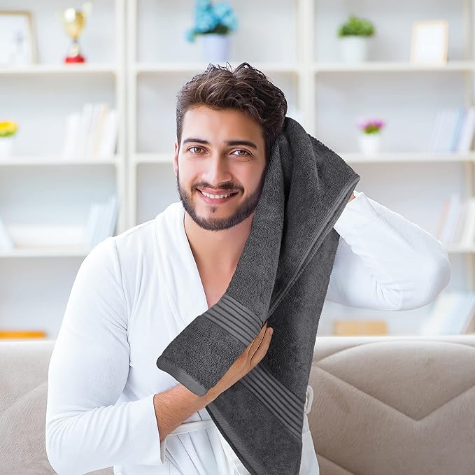 Utopia Towels 12 Pack Bath Towels Set, (27 x 54 Inches) 100% Ring Spun Cotton, Quick Dry, Highly Absorbent, Soft Feel Towels, Perfect for Daily Use (Grey)