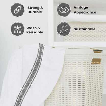 WHITEWRAP Kitchen Dish Towels for Kitchen, Highly Absorbent for Drying and Cleaning, Durable and Soft Tea Towels – 6 Pack, 100% Ring Spun Cotton 15 x 25 Inches – Grey