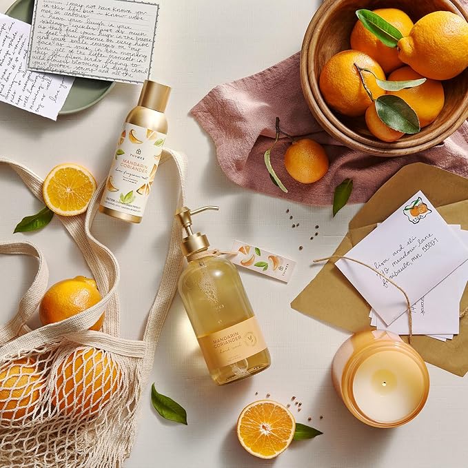 Thymes Hand Wash Refill - Scented Liquid Hand Soap Refill - Deeply Cleansing & Hydrating Formula - Plant-Based Skin Care - Refreshing Citrus Blend (Mandarin Coriander, 24.5 fl oz)