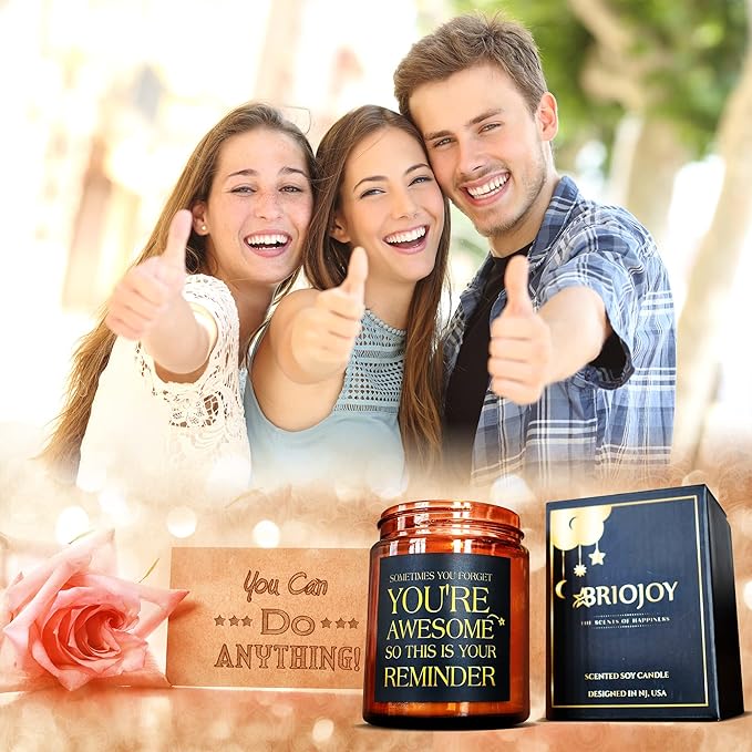 Inspirational Gift Candles for Women Men - Birthday, Appreciation, Thank You, Relaxing Gift for Her Friend Coworker Sister Son - You're Awesome Natural Soy Mahogany Teakwood Candle for Home