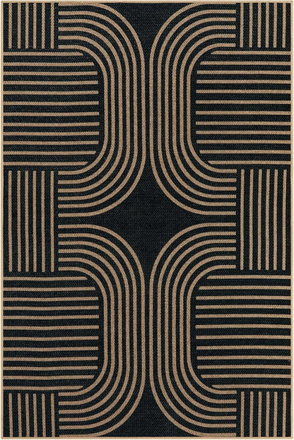 Lahome Modern Geometric Easy Jute Rug, 6x9 Area Rugs for Living Room Outdoor Patio Washable Indoor Outdoor Carpet, Farmhouse Large Non Slip Carpet for Bedroom Backyard Dining Room