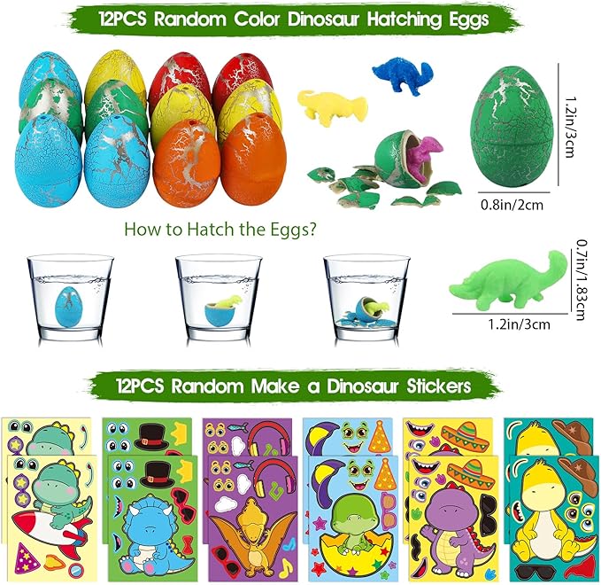 352PCS Dinosaur Party Favors, Dinosaur Birthday Party Decorations Supplies - Stickers Keychains Goodie Bags for Kids Birthday Return Gifts, Dino Slingshot Finger Fidget Toys Bulk