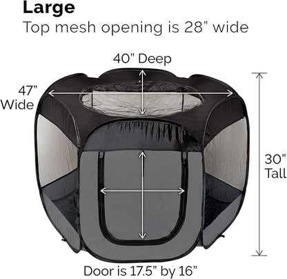 Furhaven Portable Dog Playpen Cat Tent, Pet playground,Kennel foldable indoor outdoor zippered puppy crate - Gray, Large