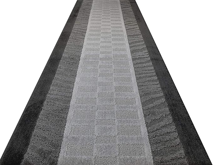 ORFA HOME Custom Cut Hallway Runner Rug, Slip Resistant, 31 Inch Wide X Your Choice of Length, Zebra Anthracite, 31 Inch X 6 feet