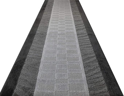 Custom Cut Hallway Runner Rug, Slip Resistant, 31 Inch Wide X Your Choice of Length, Zebra Anthracite, 31 Inch X 18 feet