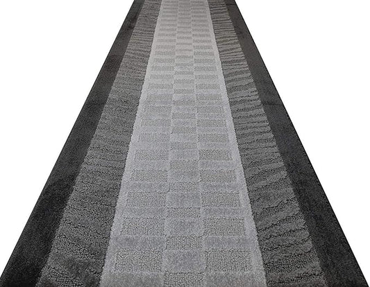 Custom Cut Hallway Runner Rug, Slip Resistant, 31 Inch Wide X Your Choice of Length, Zebra Anthracite, 31 Inch X 15 feet