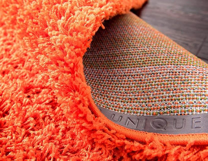 Unique Loom Solid Shag Collection Area Rug (2' 6" x 19' 8" Runner, Tiger Orange)
