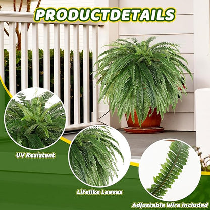 Single Silky 50" Artificial Fern Plant, Large Fake Fern with 116Fronds, Realistic Faux Boston Fern Bush for Outdoors & Indoor, Silk Greenery for Planter, Garden, Office, Home Décor