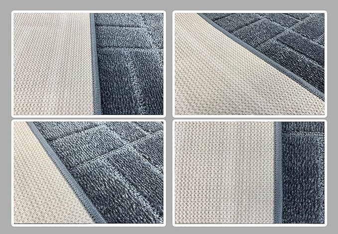 15 FT Long Non-Slip Washable Carpet Runner Rug with Rubber Backing, Custom Floor Mat for Kitchen Hallway Stairs Bedroom Bathroom Entry, Bricks Anthracite Grey, Your Choice of Length, (26" X 15')