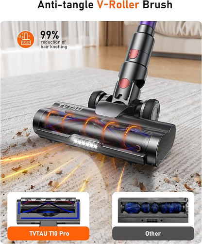 Cordless Vacuum Cleaner, 580W 50Kpa Suction, 70Mins Runtime, Self-Standing Stick Vacuum with LED Display, V-Shape Anti-Tangle Brush for Hard Floor Carpets Pet Hair