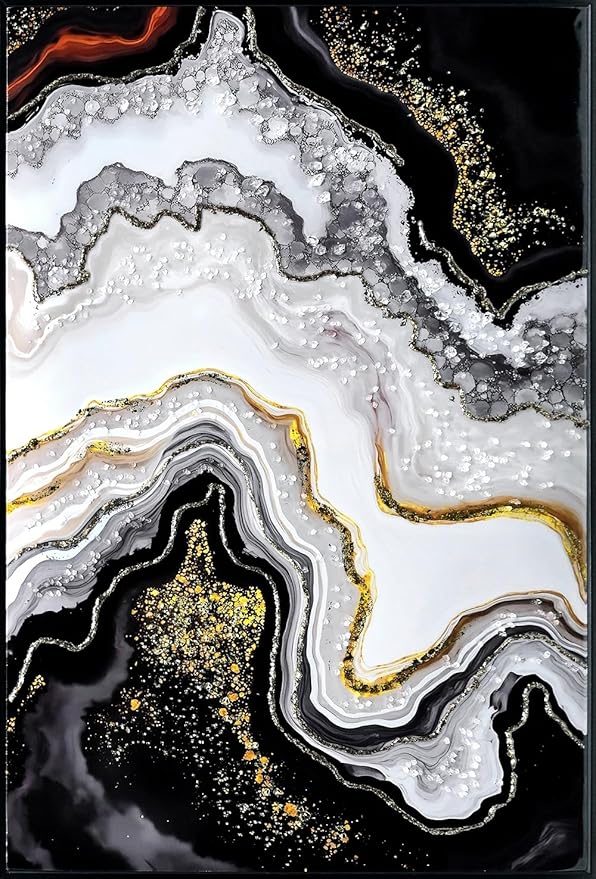 YPGEAME Bedroom Wall Decor, Marble Texture Wall Art, Metallic Gloss Finish, for Bedroom, Living Room, Bathroom, and Office Decor, 28×40 in