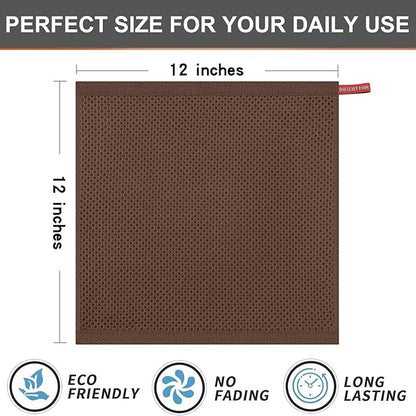 Kitinjoy 100% Cotton Kitchen Dish Cloths (12 X 12 Inches, Coffee),6 Pack Waffle Weave Ultra Soft Absorbent Dish Towels for Drying Dishes Quick Drying Kitchen Towels Dish Rags