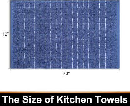 Mordimy 100% Cotton Terry Cloth Kitchen Towels, Super Soft and Absorbent Dish Towels for Drying, Checkered Designed Hand Towels for Kitchen, 16 x 26 Inches, 4 Pack, Navy