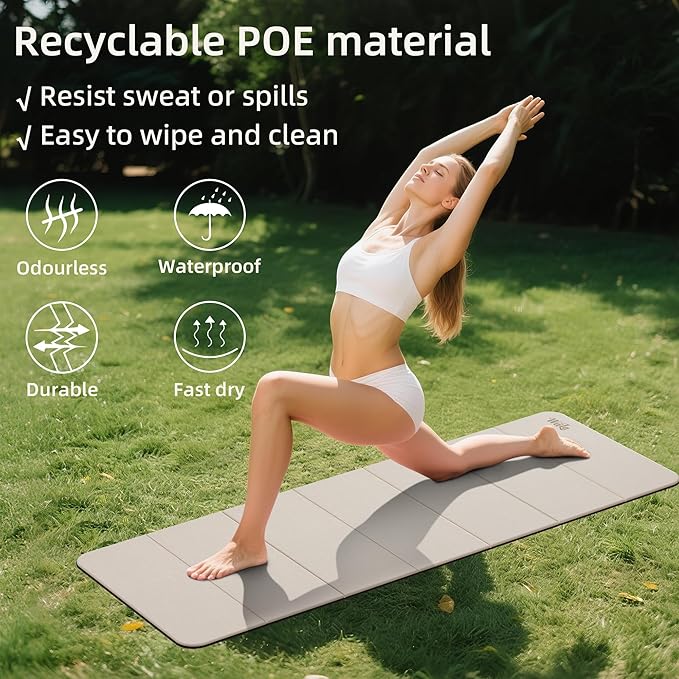 1/2 Inch Extra Thick Yoga Mat Pilates Equipment, 69"x24" Odorless Workout Mats for Home Gym, Non-slip Exercise Mats for Women Men Home Workout, Foldable Yoga Mats for Travel Camping Sleeping