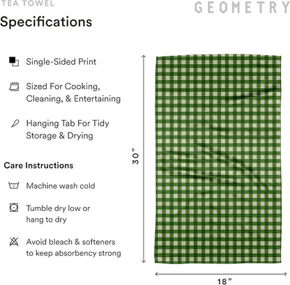 GEOMETRY Kitchen Towel – Spring & Summer Quick Dry Microfiber Dish for Kitchen Drying – Premium Quick Dry, Merry Green