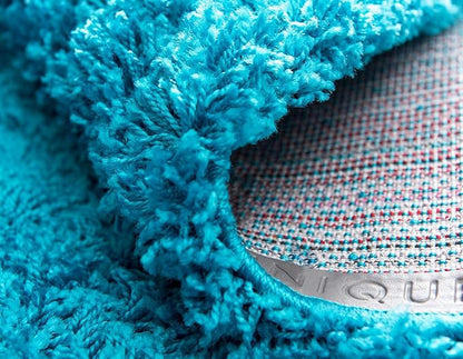 Unique Loom Solid Shag Collection Area Rug (6' 1" Round, Turquoise)