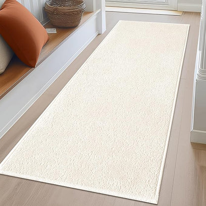 Bathroom Runner Rugs, Thin Absorbent Non-Slip Bath Mat, Quick Dry Low Pile Mats for Bathroom Floor Front of Bathtub,Shower Room,Sink,24"×72",White