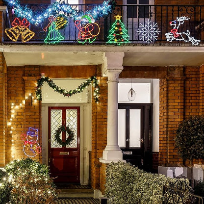 Christmas Decorations - 16" Christmas Window Silhouette Lights - 4 Pack Colour Lighted Reindeer ＆ Angel & Snowflake ＆ Snowman for Holiday Indoor and Outdoor Wall Door Window Decorate