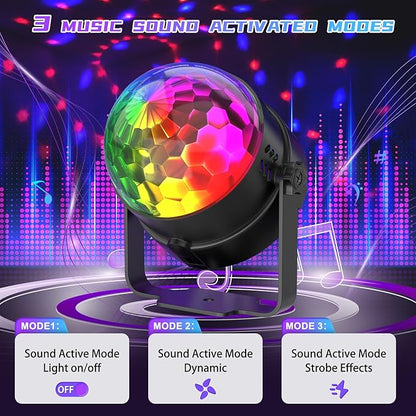 Disco Ball Party Lights, Sound Activated with Remote Control Dj Lighting, Rotating Disco Ball Light for Party Birthday Christmas Decorations Light