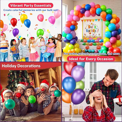 100pcs 12 Inch Rainbow Latex Balloons for Birthday, Baby Shower, Wedding.Vibrant Assorted Colors for Party Decorations - Create Stunning Balloon Arches & Backdrops with Ease!