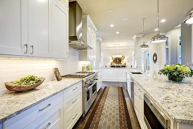 Custom Cut Hallway Runner Rug, Slip Resistant, 31 Inch Wide X Your Choice of Length, Checkered Brown, 31 Inch X 29 feet