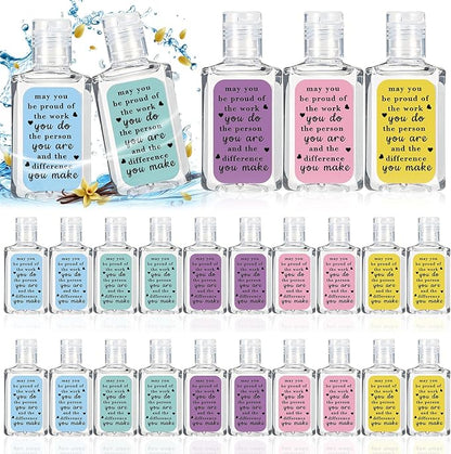 50 Pcs Thank You Gifts for Coworker Mini Hand Sanitize Gel Bulk Scent Hand Sanitizer Travel Size Inspirational Appreciation Gifts for Christmas Party Supplies Friends Teacher Employee