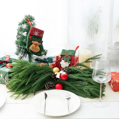 Christmas Decor Norfolk Pine Stems, 12 Pcs Artificial Pine Branches, Realistic Faux Greenery Stems, 19-Inch Pine Picks for Christmas Decorations, DIY Crafts, Wedding & Home Accents (No vase)