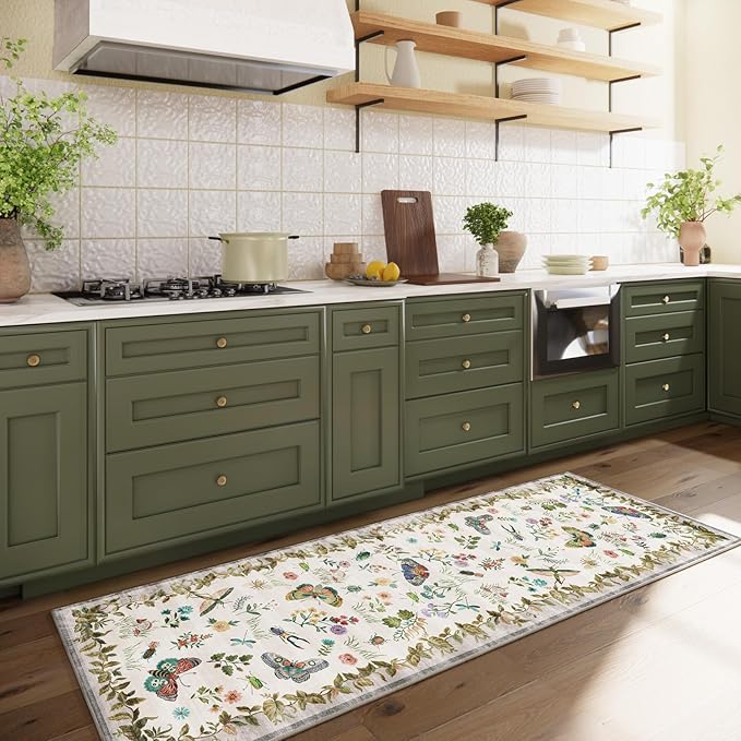 Machine Washable Kitchen Runner Rugs: 2'x6' Entryway Rug Runner Stain Resistant Non Slip Low Pile Soft Carpet Runners for Hallways Indoor Entryway Kitchen Laundry Room Bedroom Farmhouse
