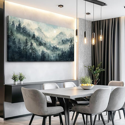 KELIYUAN Large Natural Landscape Wall Art For Dining Room Apartment Misty Forest Landscape Painting Wall Decoration Living Room Bedroom Office Artwork Pictures Home Decoration Aesthetics 30x60 In