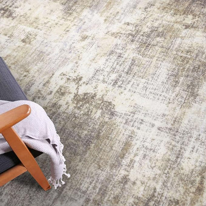 IOHOUZE Abstract Area Rugs 5x7 Ft Washable Rugs for Living Room, Non Slip Dining Room Rug, Printed Faux Wool Rugs for Bedroom, Floor Carpet for Office Nursery Playroom, Beige Brown