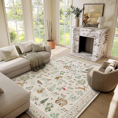 6x9 Area Rugs for Living Room: Washable Bedroom Rug Stain Resistant Non Slip Low Pile Soft Lightweight Soft Carpet Rugs for Kitchen Dining Room Farmhouse Nursery Kids Room Home Office Indoor