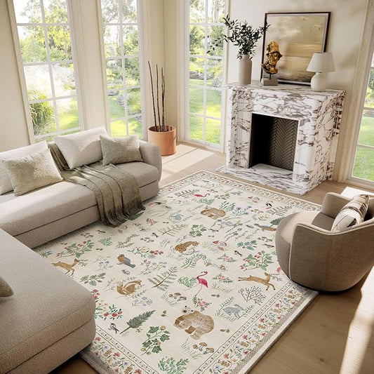 6x9 Area Rugs for Living Room: Washable Bedroom Rug Stain Resistant Non Slip Low Pile Soft Lightweight Soft Carpet Rugs for Kitchen Dining Room Farmhouse Nursery Kids Room Home Office Indoor