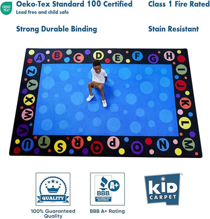 Alphabet Bubbles Classroom Rug 4' x 6' Rectangle, Educational Classroom Rug, Kids Learning Play Mat | Area Rug for Bedroom or Playroom