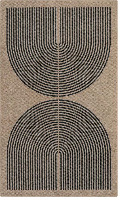 Lahome Modern Rainbow Easy Jute Rug, 3x5 Washable Rugs for Entryway Farmhouse Black Patio Carpet, Non Slip Indoor Door Mat Contemporary Outdoor Porch Carpet for Laundry Guestroom Room Decor