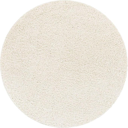 Unique Loom Solid Shag Collection Area Rug (7' 1" Round, Snow White)